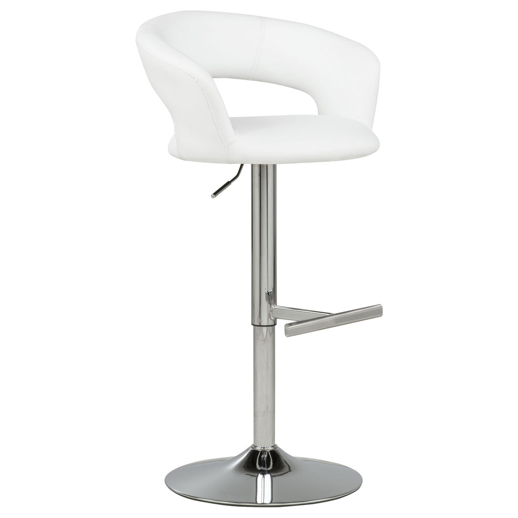 Travia Adjustable Leatherette Swivel Bar Stool White and Chrome