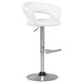 Travia Adjustable Leatherette Swivel Bar Stool White and Chrome