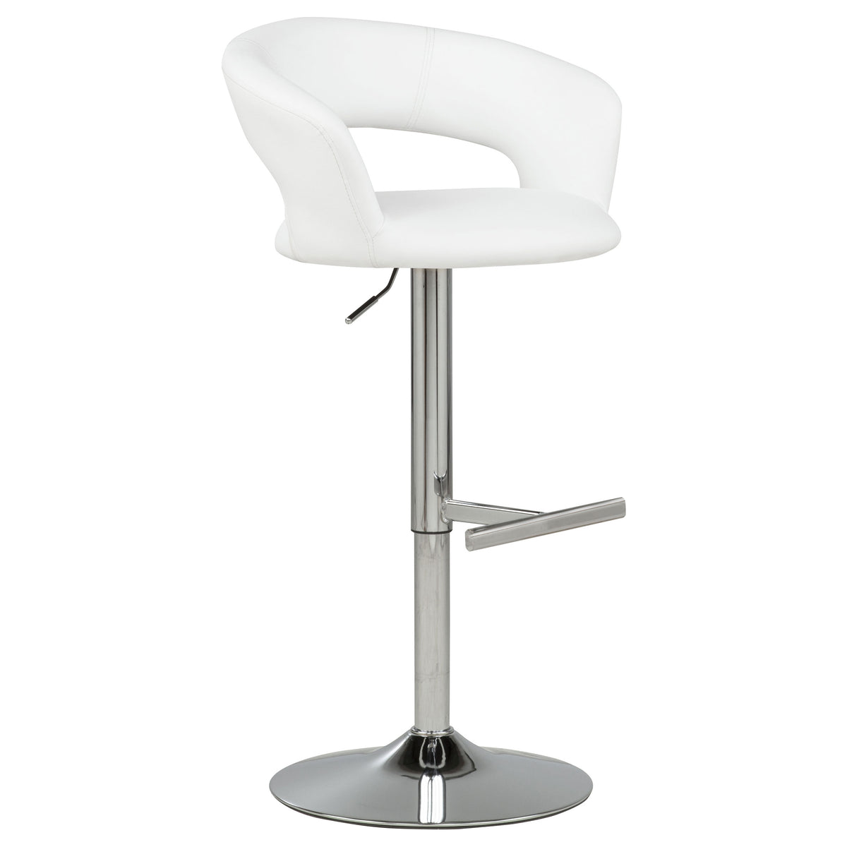 Travia Adjustable Leatherette Swivel Bar Stool White and Chrome