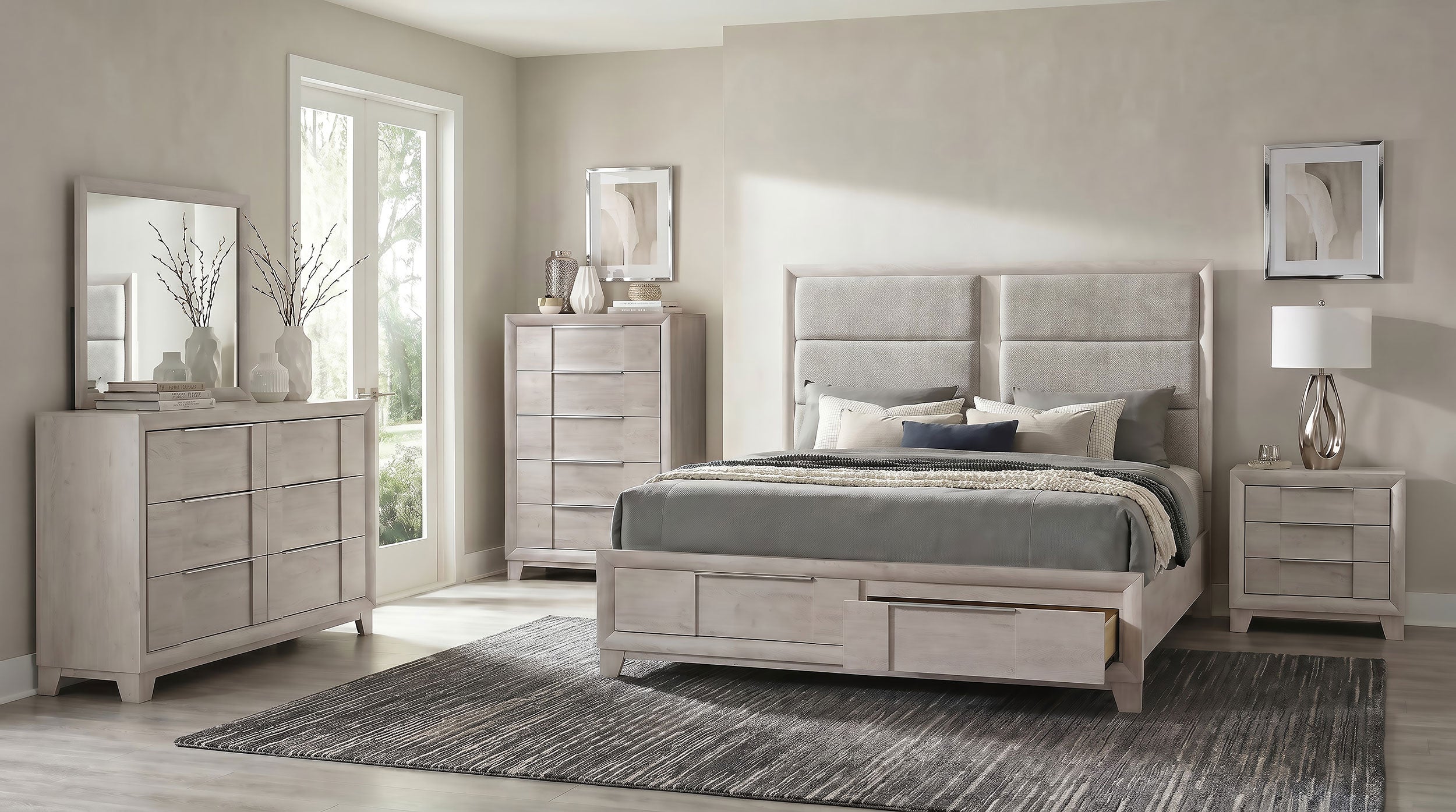 Farre 5-piece Queen Bedroom Set Washed Grey