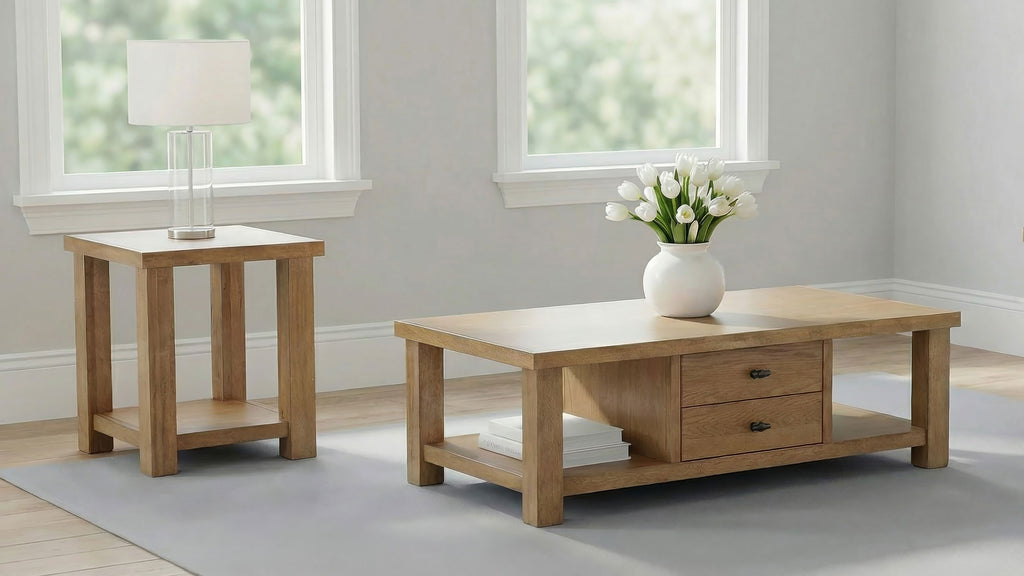 Beasley 2-Piece Wood Coffee Table Set Golden Oak