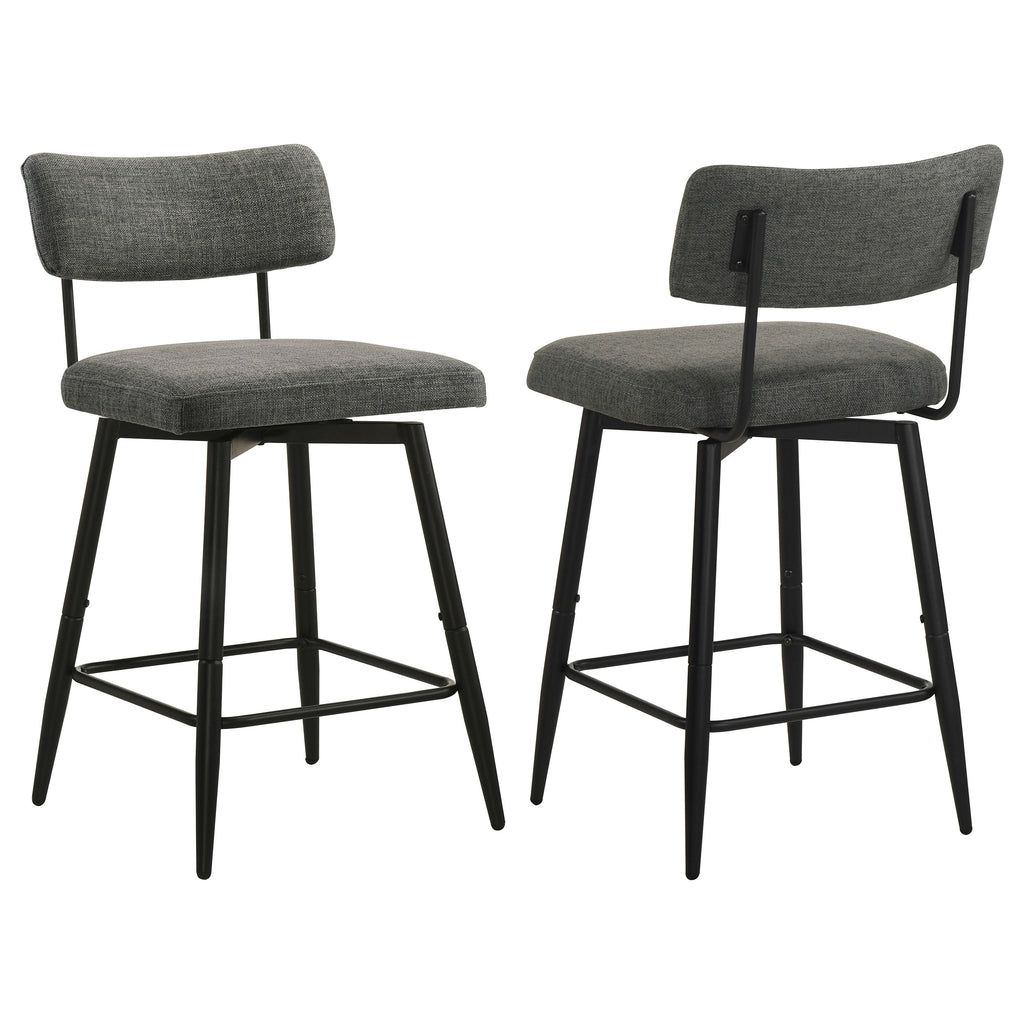 Levine Fabric Upholstered Swivel Counter Chair Grey (Set of 2)