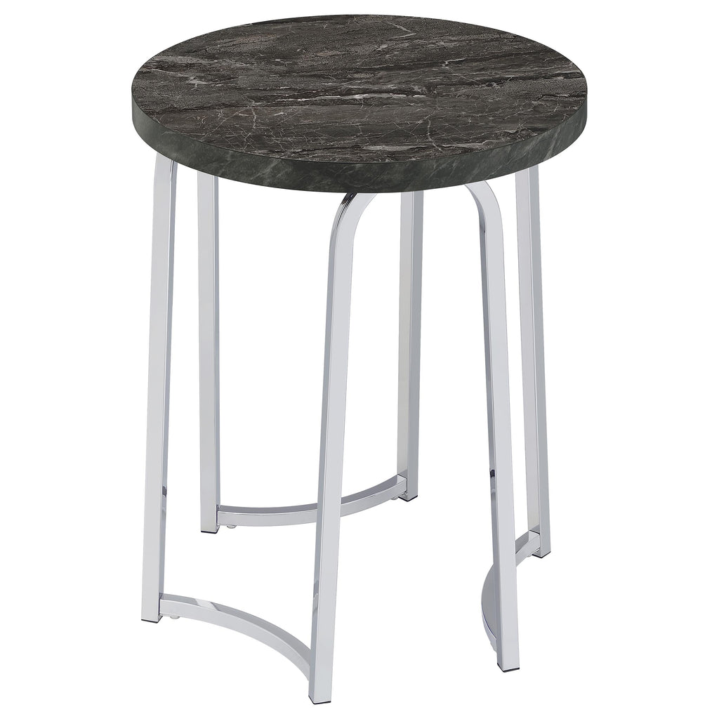 Barcelo Round Faux Marble Top Metal Side Table Grey