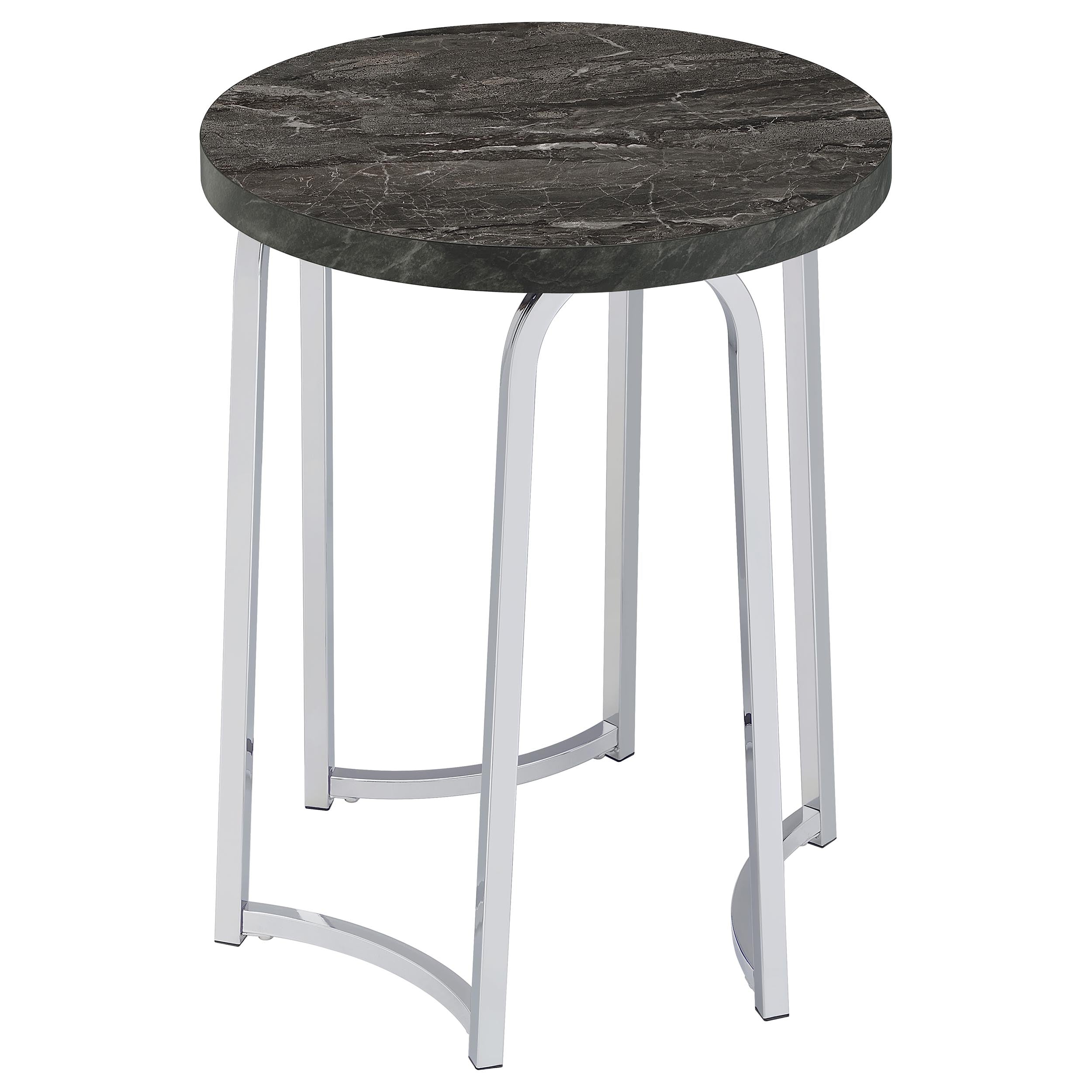Barcelo Round Faux Marble Top Metal Side Table Grey