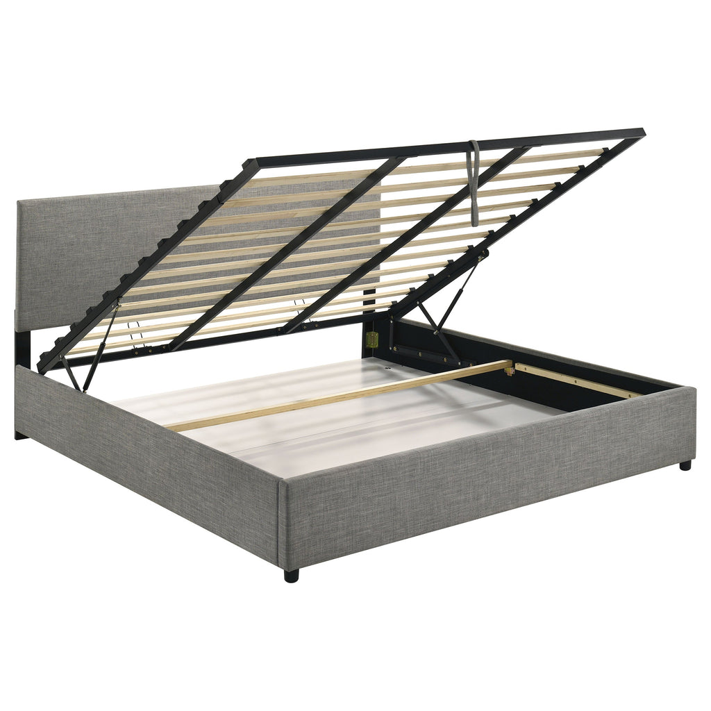Reeves Upholstered Lift-Top Storage Platform Bed Grey — Grey King