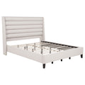 Leslie Upholstered Tufted California King Wingback Platform Bed Beige