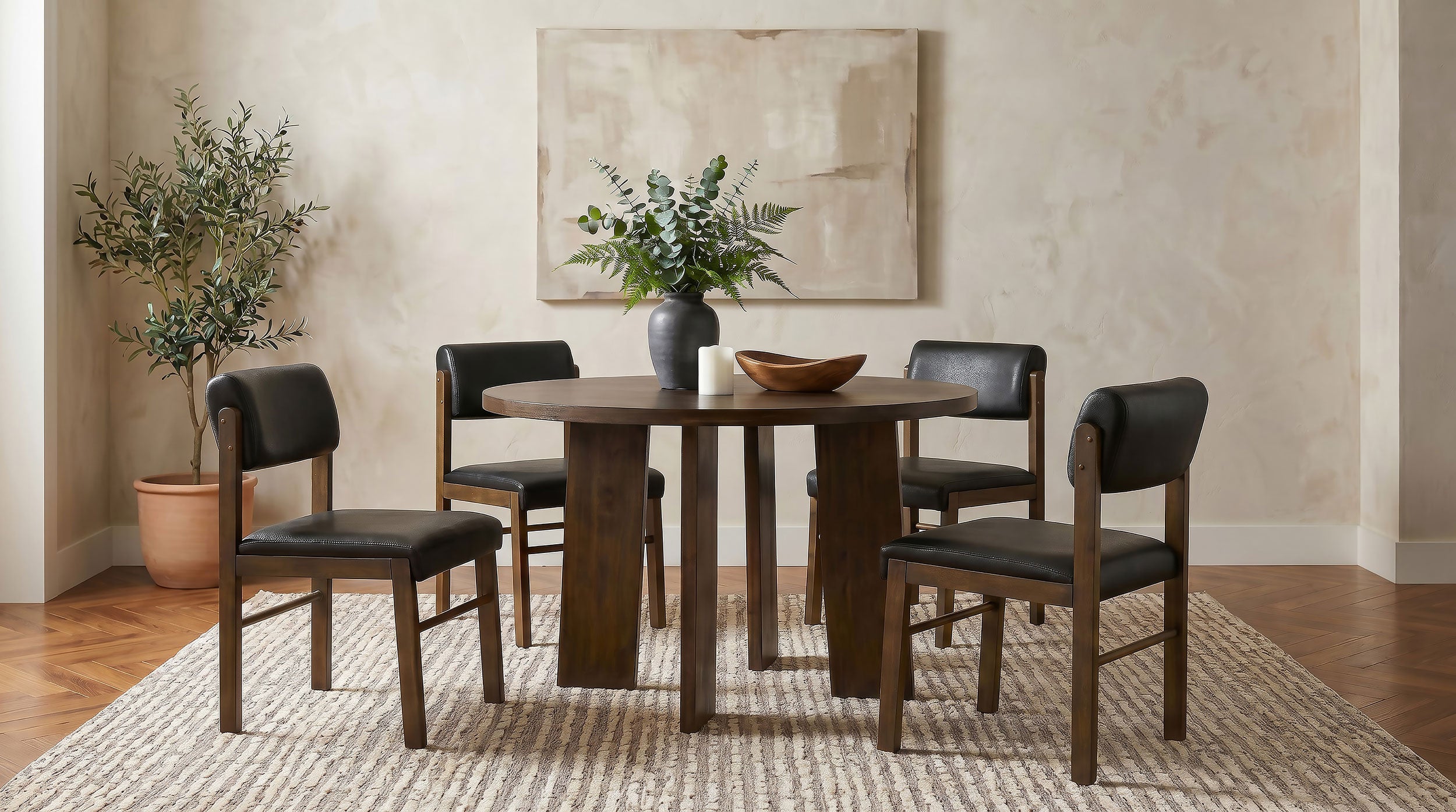 Strouse 5-piece Dining Set Black and Walnut