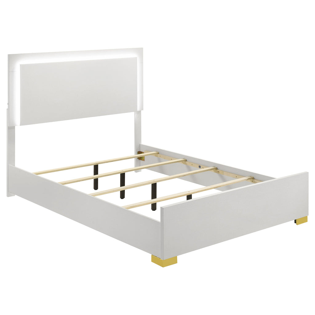 Marceline Wood LED Panel Bed White — White Full