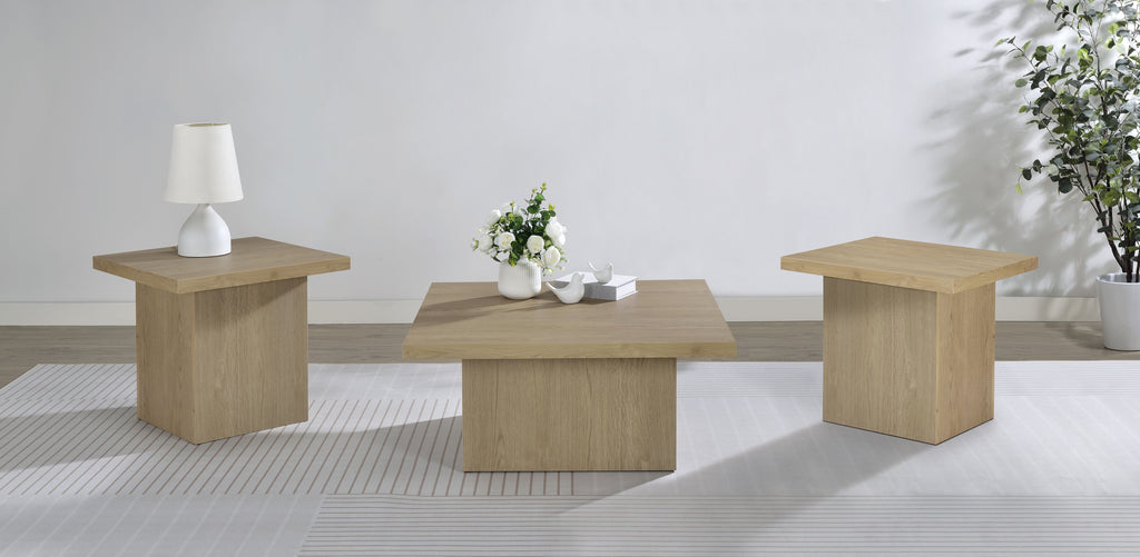 Devar 3-piece Square Cocktail Coffee End Table Set Latte