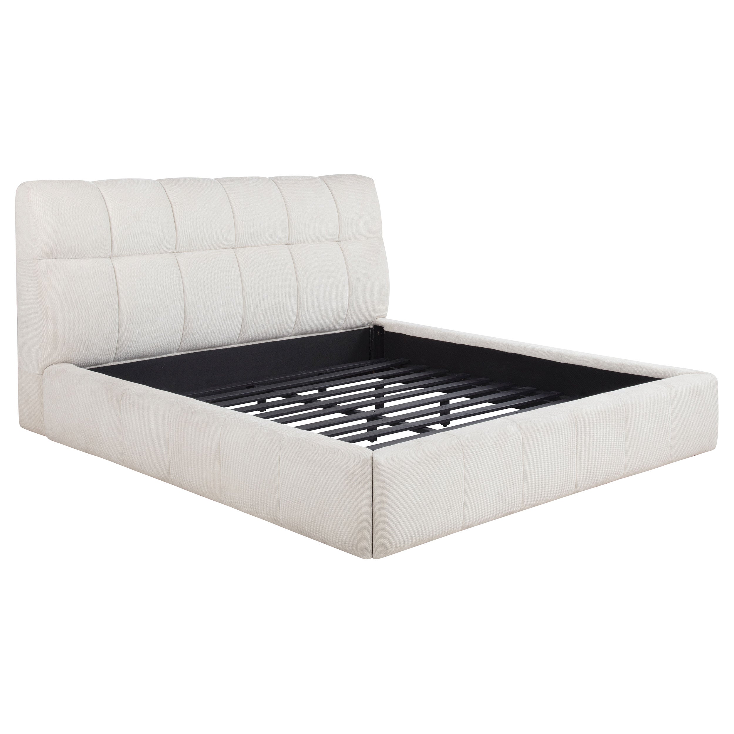 Nollet 48-inch Upholstered California King Platform Bed Cream