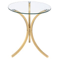 Eloise Round Glass Top Curved Metal Side Table Gold