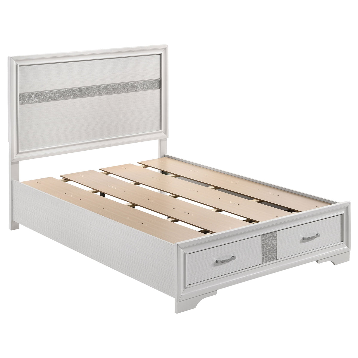 Miranda 51-inch Wood Storage Panel Bed White — White Full