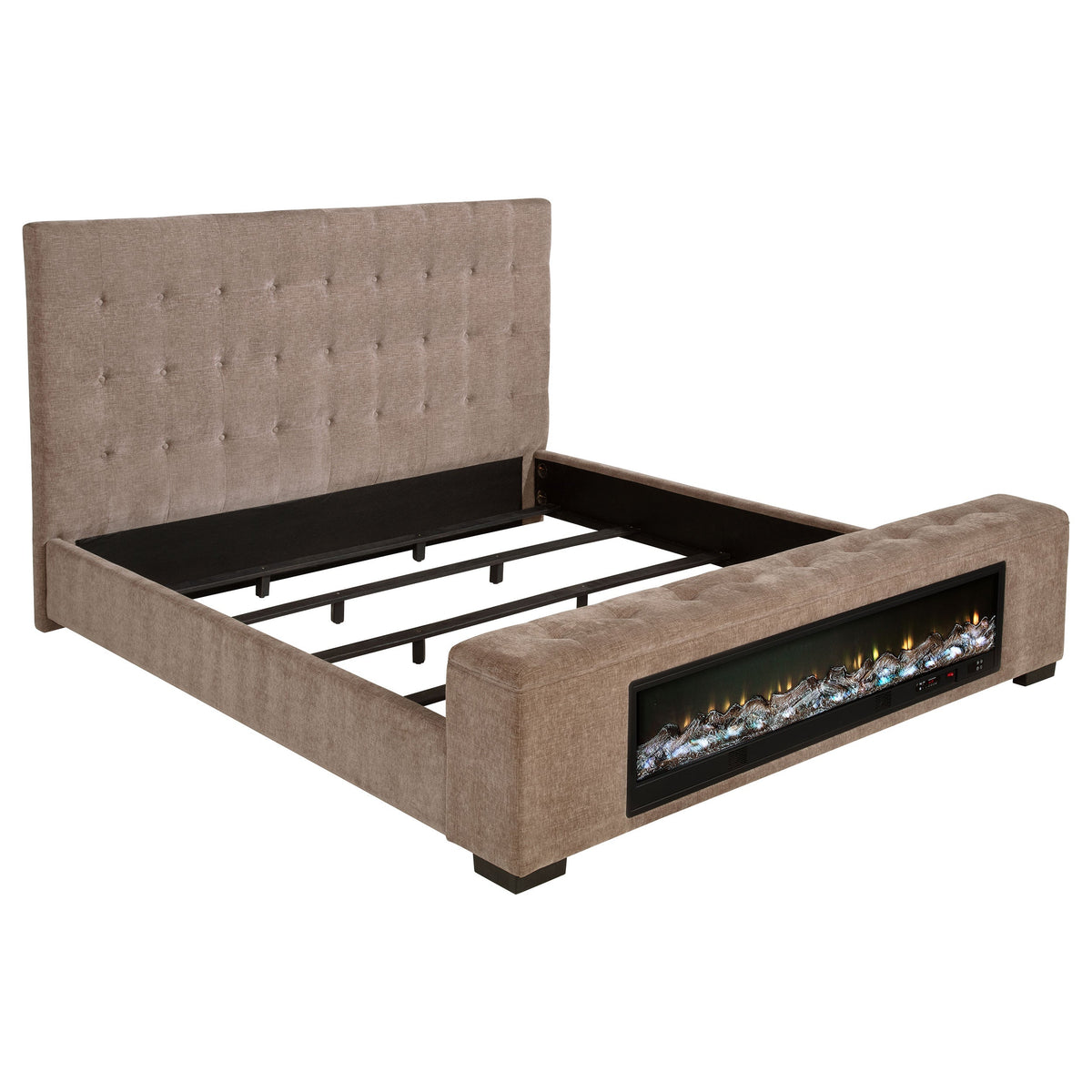 Senna Upholstered Audio Flame Visualizer Bed Brown — Brown California King