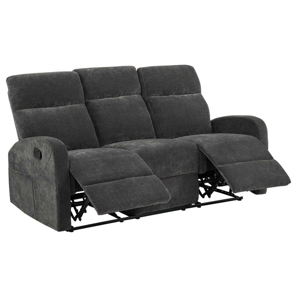 Hamilton Chenille Manual Reclining Sofa Charcoal Grey