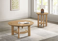 Ottowa 2-piece Round Wood Coffee Table Set Light Oak