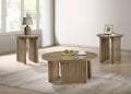 Adina 3-piece Round Coffee Table Set Distressed Light Brown