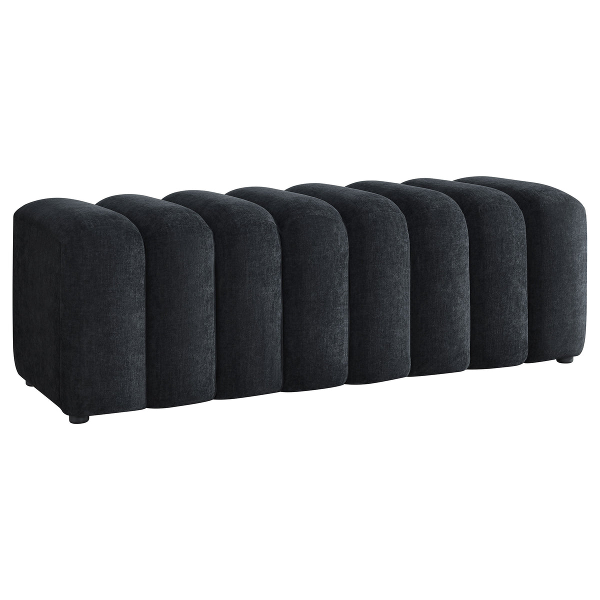 Summer Chenille Upholstered Channel Accent Bench Black
