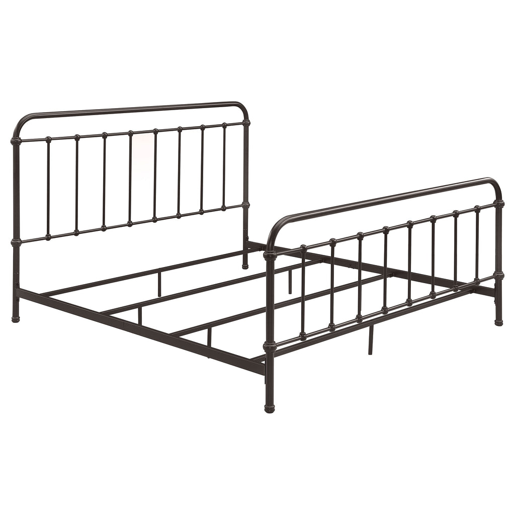 Livingston Metal Open Frame Bed Dark Bronze — Brown King