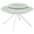 Briggs Round Marble Printed Glass Top Coffee Table White