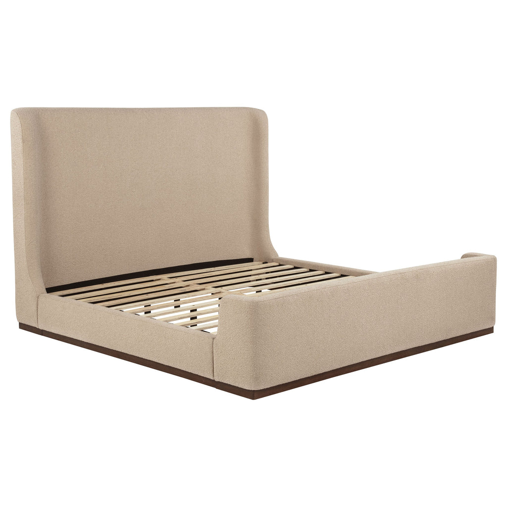 Nala Fabric Upholstered Platform Bed Tan — Brown King