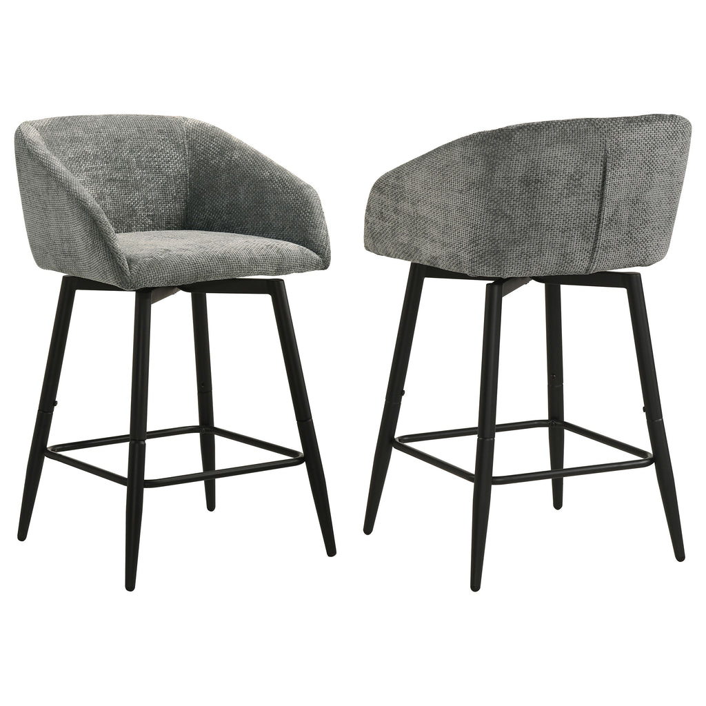 Rainer Fabric Upholstered Swivel Counter Height Chair Charcoal (Set of 2)