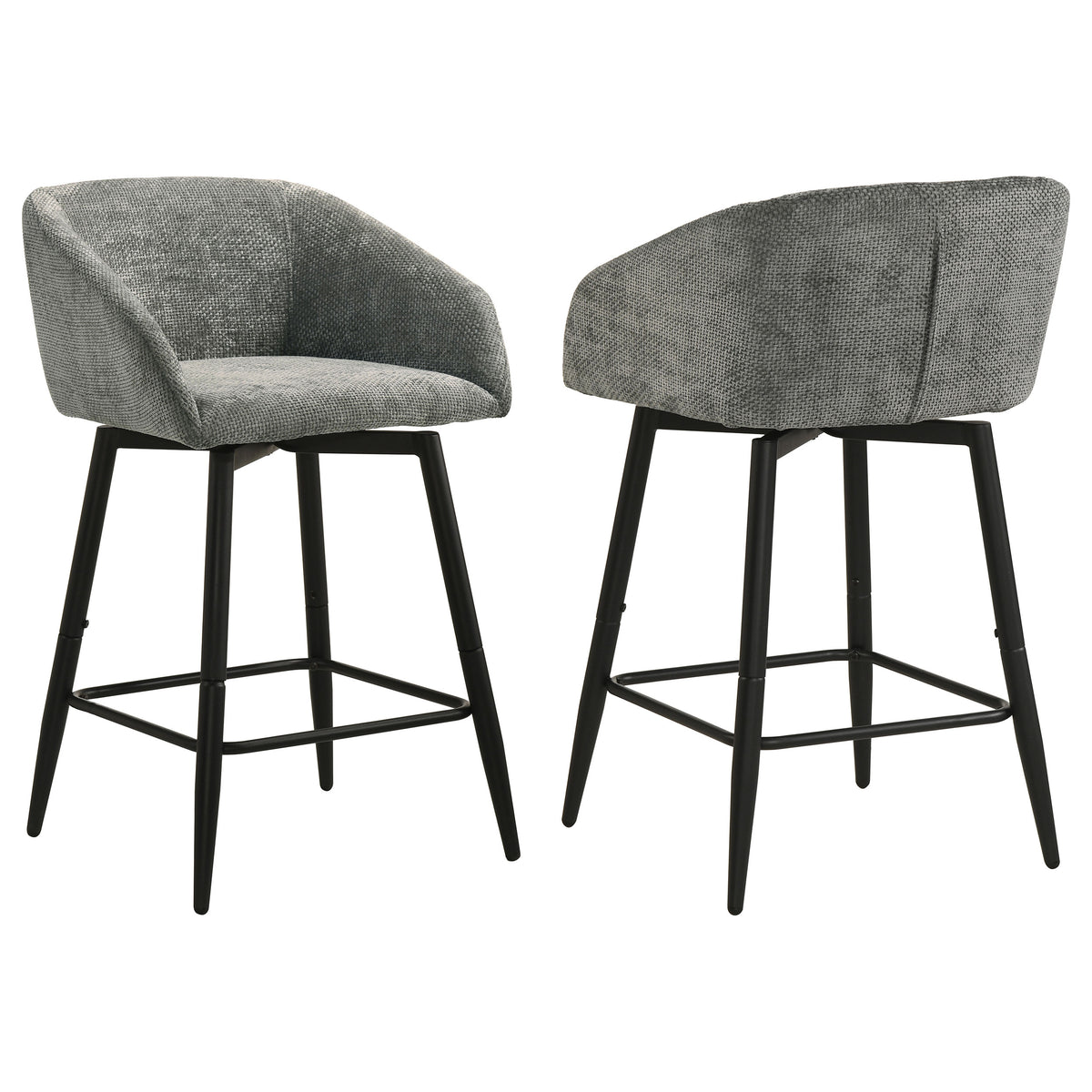 Rainer Fabric Upholstered Swivel Counter Height Chair Charcoal (Set of 2)