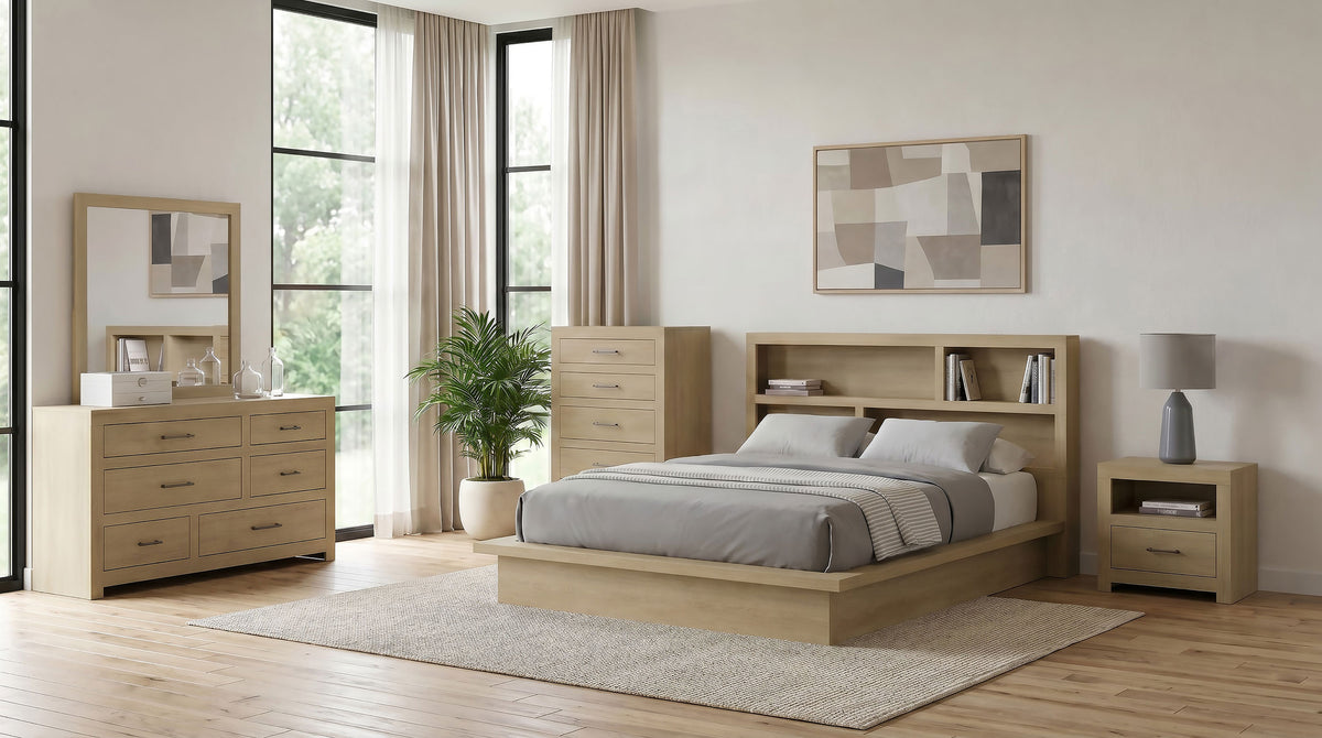 Hendricks 5-piece Eastern King Bedroom Set Light Oak