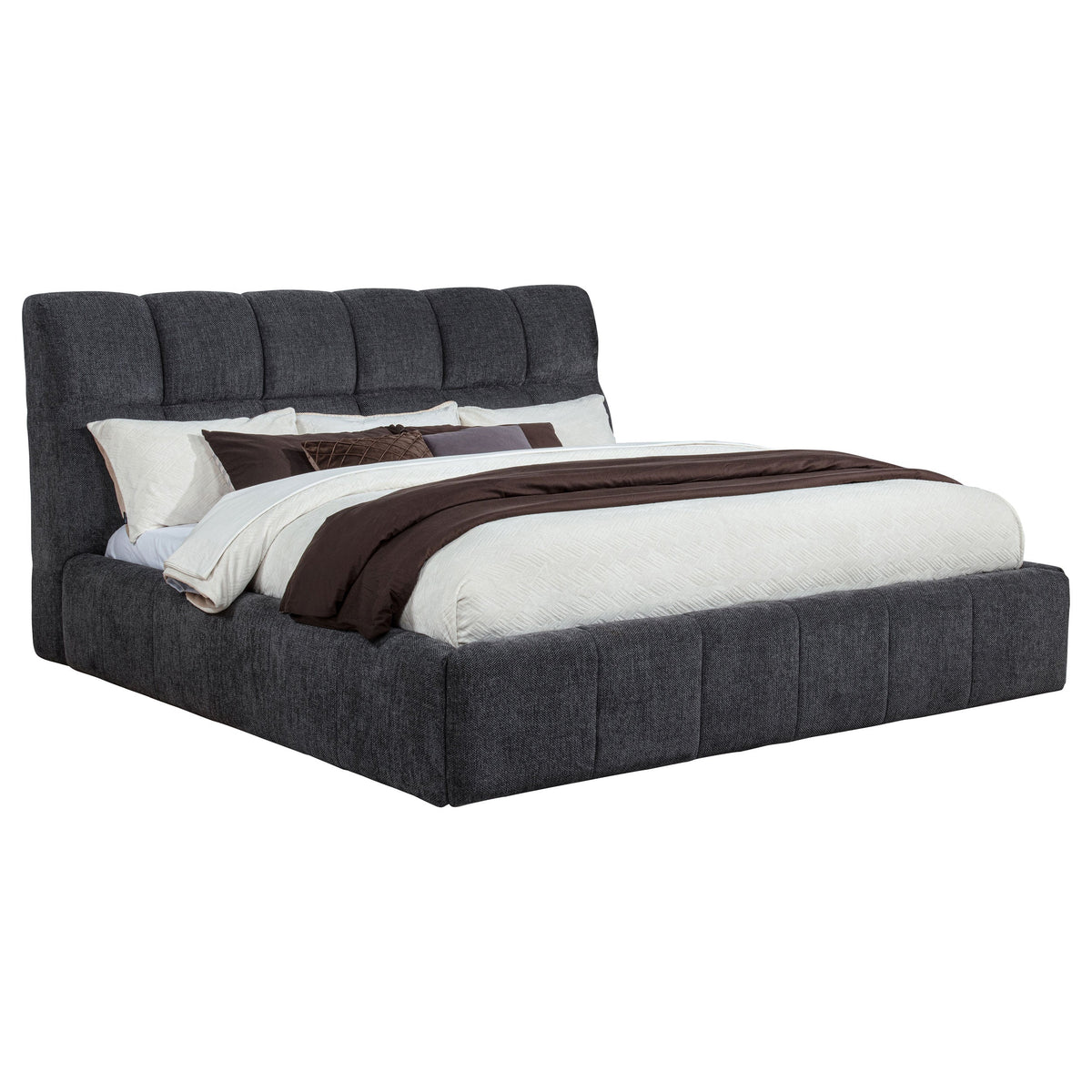 Nollet 48-inch Upholstered Platform Bed Grey — Grey King