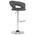 Travia Adjustable Leatherette Swivel Bar Stool Grey and Chrome