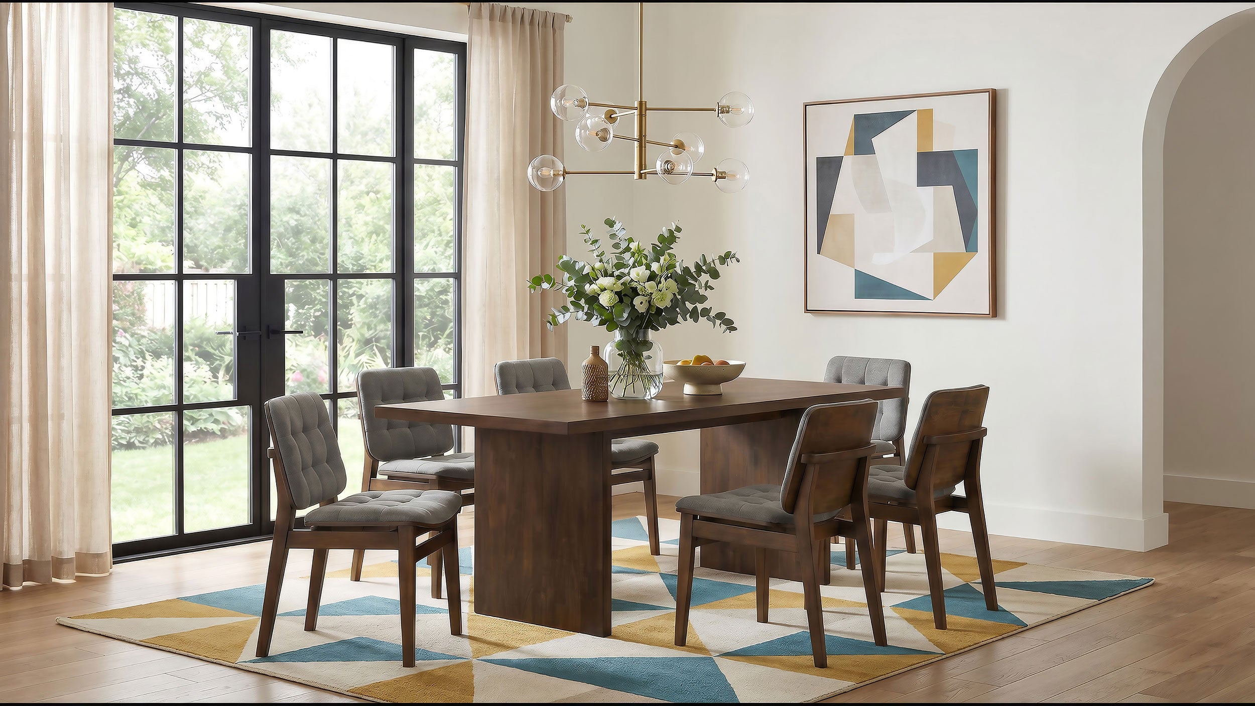 Decker 7-piece 82-inch Rectangular Dining Set Grey and Walnut