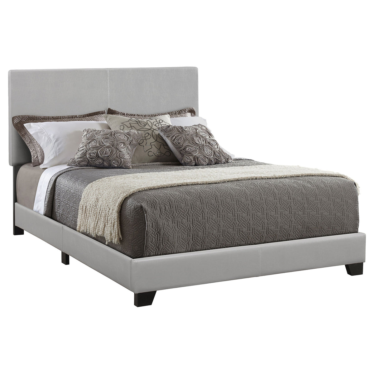 Dorian Faux Leather Upholstered Panel Bed Grey — Grey Full