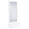 Spector 1-drawer Lighted Full-Length Floor Mirror White High Gloss