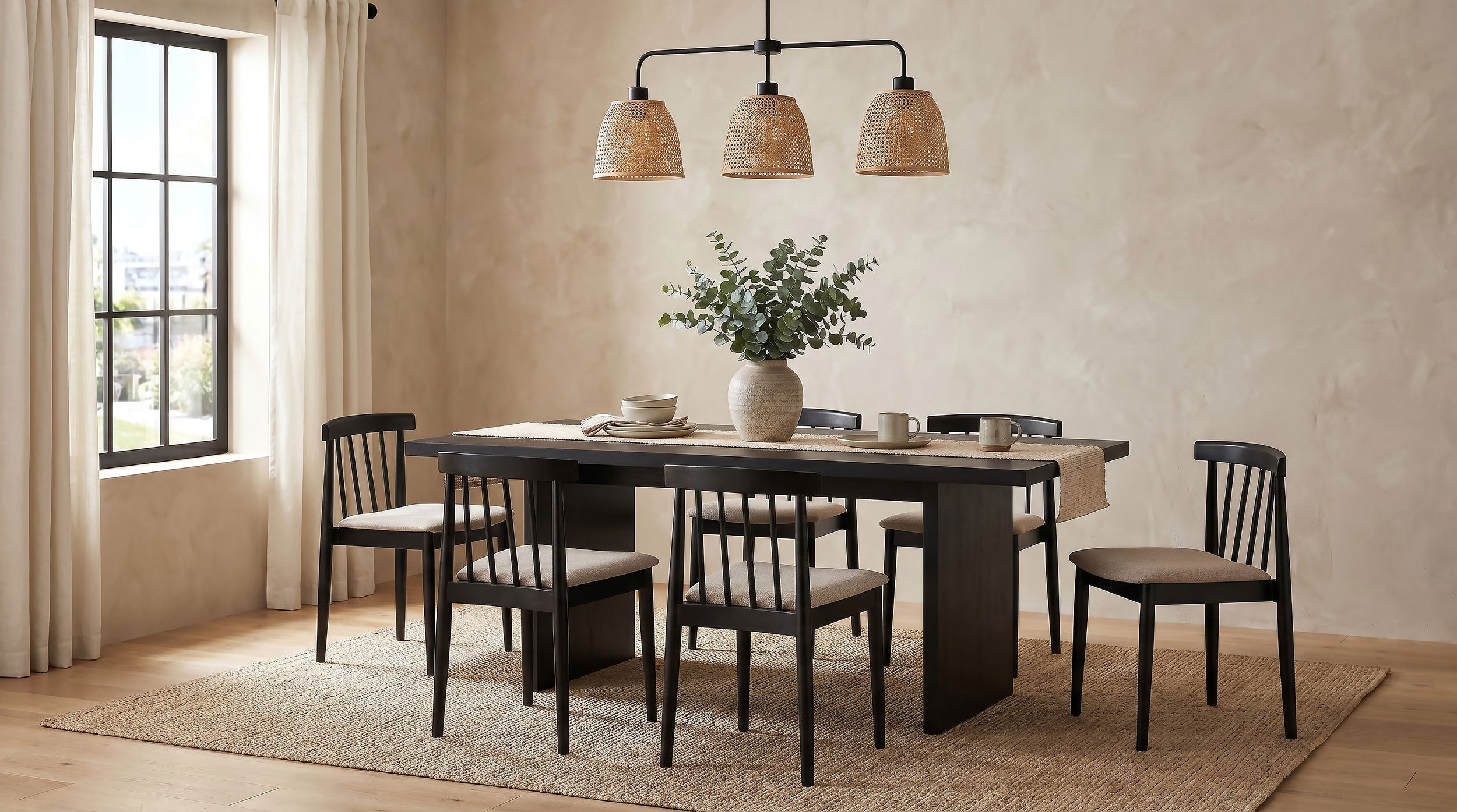 Decker 7-piece 82-inch Rectangular Dining Set Wheat and Black