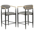 Tina Fabric Upholstered Counter Chair Grey (Set of 2)