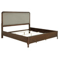 Maderia 57-inch Upholstered Panel Bed Walnut — Brown King