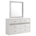 Viana 6-Drawer Bedroom Dresser with Beveled Mirror White High Gloss
