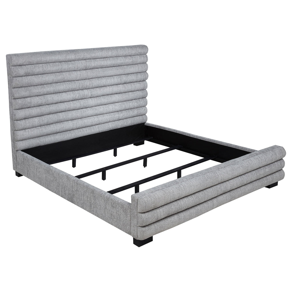 Patricia 58-inch Boucle Upholstered Bed Grey — Grey King