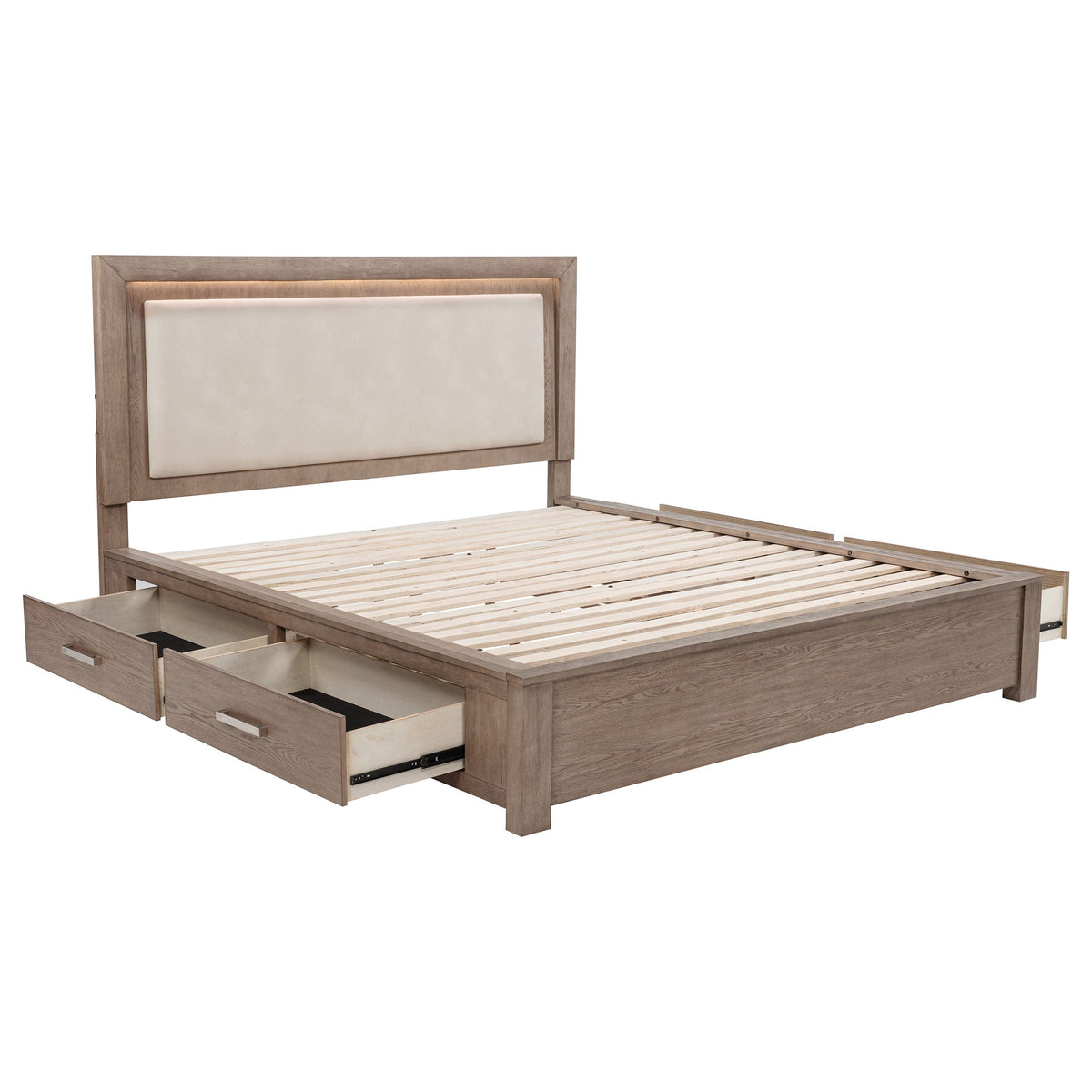 Kenora 56-inch LED Storage Bed Barley Brown — Brown California King
