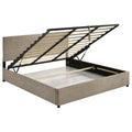 Reeves Upholstered Eastern King Lift-Top Storage Platform Bed Tan