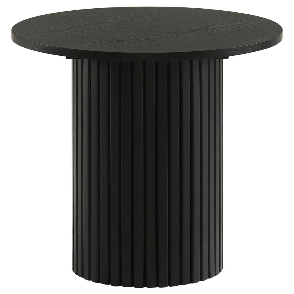 Hamlyn Round Fluted Occasional Side End Table Black