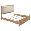 Leanne LED Panel Bed Off White and Light Oak — Brown King