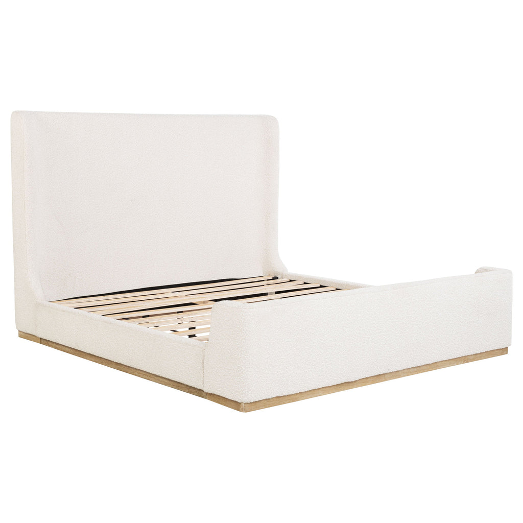 Nala Bouclé Upholstered Platform Bed Cream — Ivory King