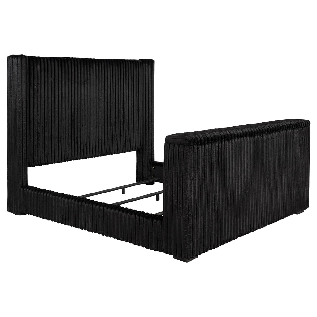 Centergrove Upholstered Eastern King Wingback TV Bed Black