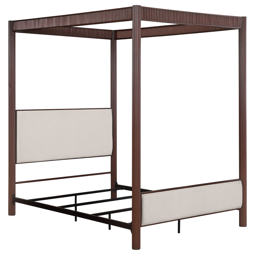 Zimmerlee 89-inch Metal Canopy Bed Rust Brown — Brown King