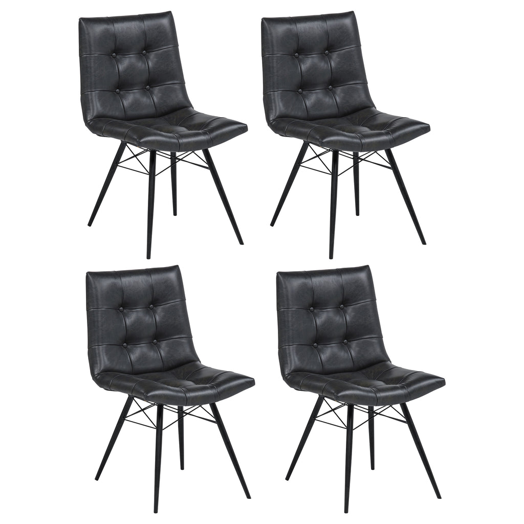 Aiken Faux Leather Upholstered Dining Side Chair Charcoal Grey (Set of 4)