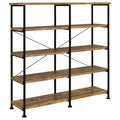 Analiese 63-inch 4-shelf Double Bookshelf Rustic Nutmeg