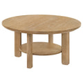 Ottowa 36-inch Round Wood Cocktail Coffee Table Light Oak
