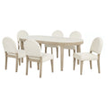 Lucaire 7-piece 84-inch Dining Set with Curved Chairs Honed Cream
