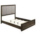 Atlas 64-inch Queen Upholstered Panel Bed Grey and Dark Oak
