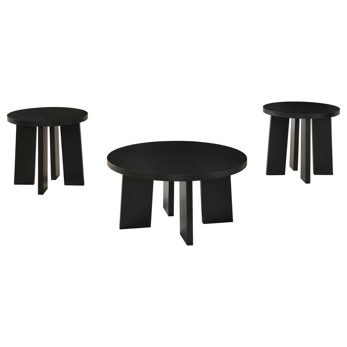 Strouse 47-inch Round Wood End Table & Coffee Table Set Black